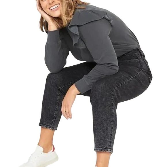 Old Navy Women's O.G. Straight High Rise Secret Slim Pockets Washed Black 4 - Picture 2 of 16